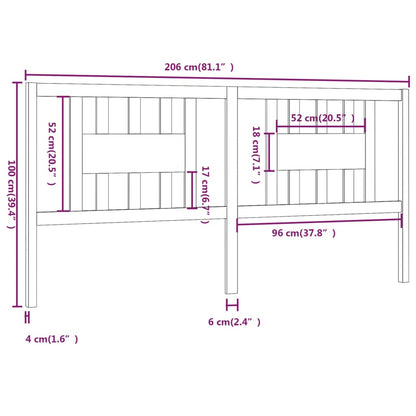 Cabeceira de cama 206x4x100 cm pinho maciço branco