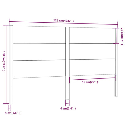 Cabeceira de cama 126x4x100 cm pinho maciço cinzento