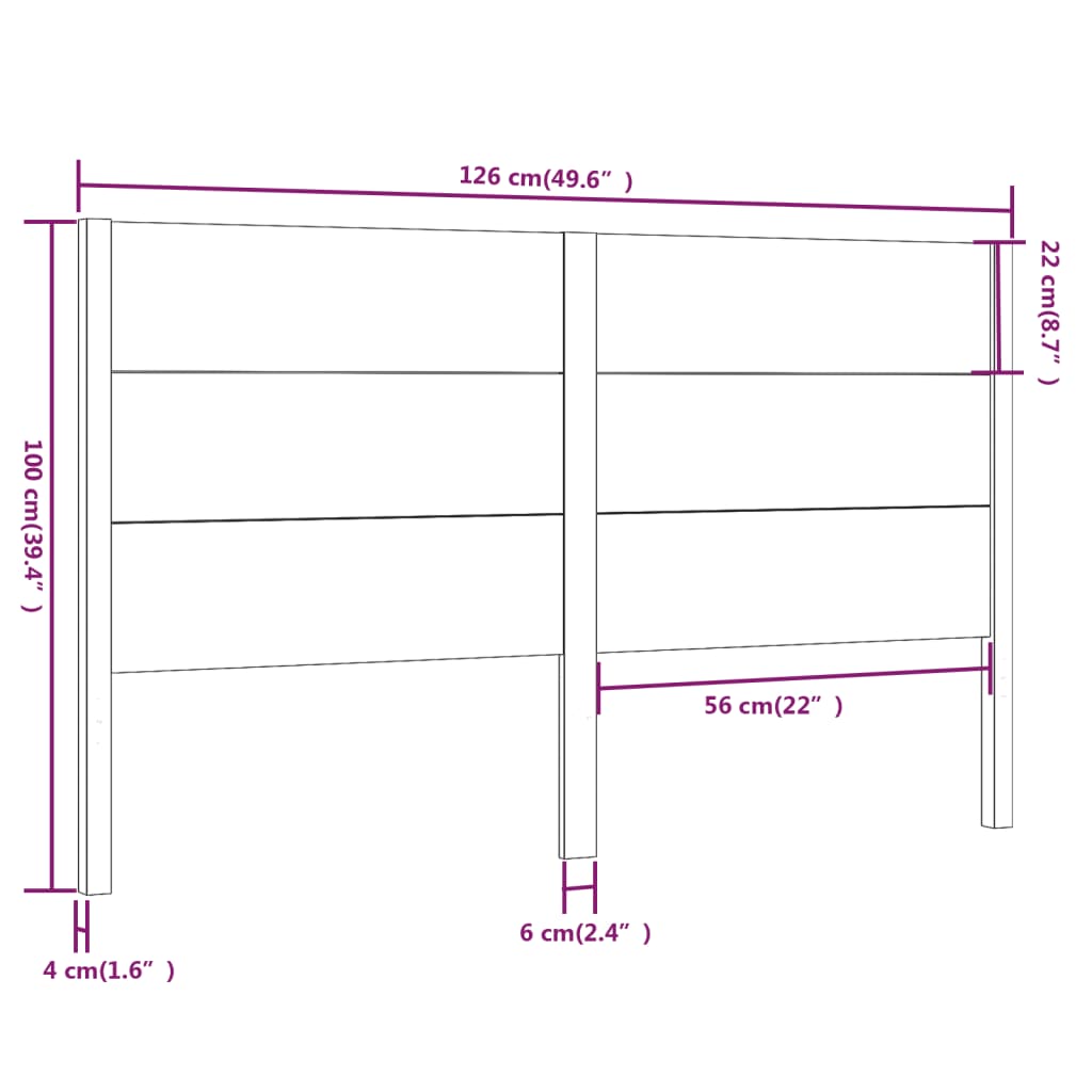 Cabeceira de cama 126x4x100 cm pinho maciço castanho mel