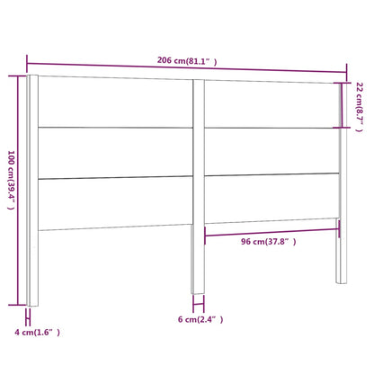 Cabeceira de cama 206x4x100 cm pinho maciço preto