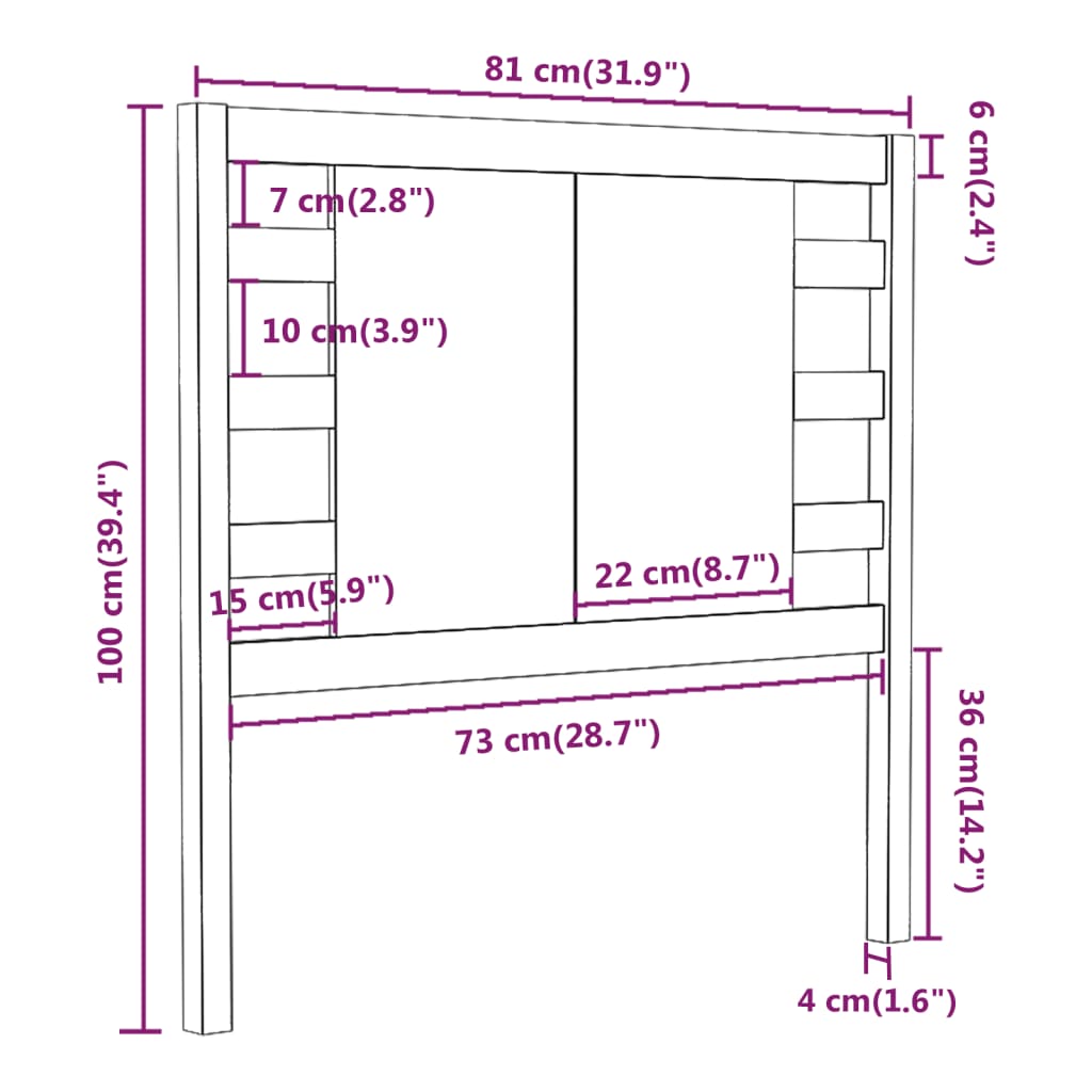 Cabeceira de cama 81x4x100 cm pinho maciço branco