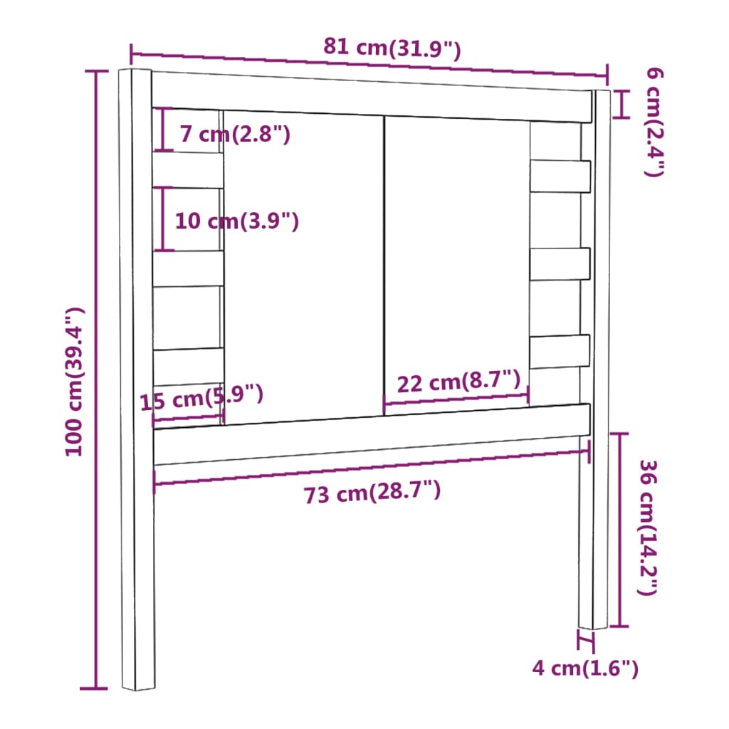 Cabeceira de cama 81x4x100 cm pinho maciço castanho mel