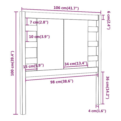 Cabeceira de cama 106x4x100 cm pinho maciço branco