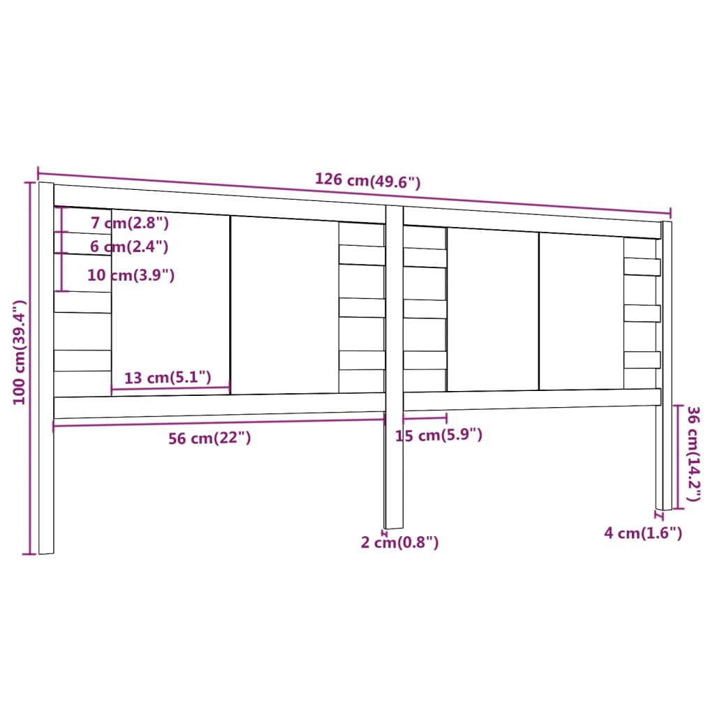 Cabeceira de cama 126x4x100 cm pinho maciço castanho mel