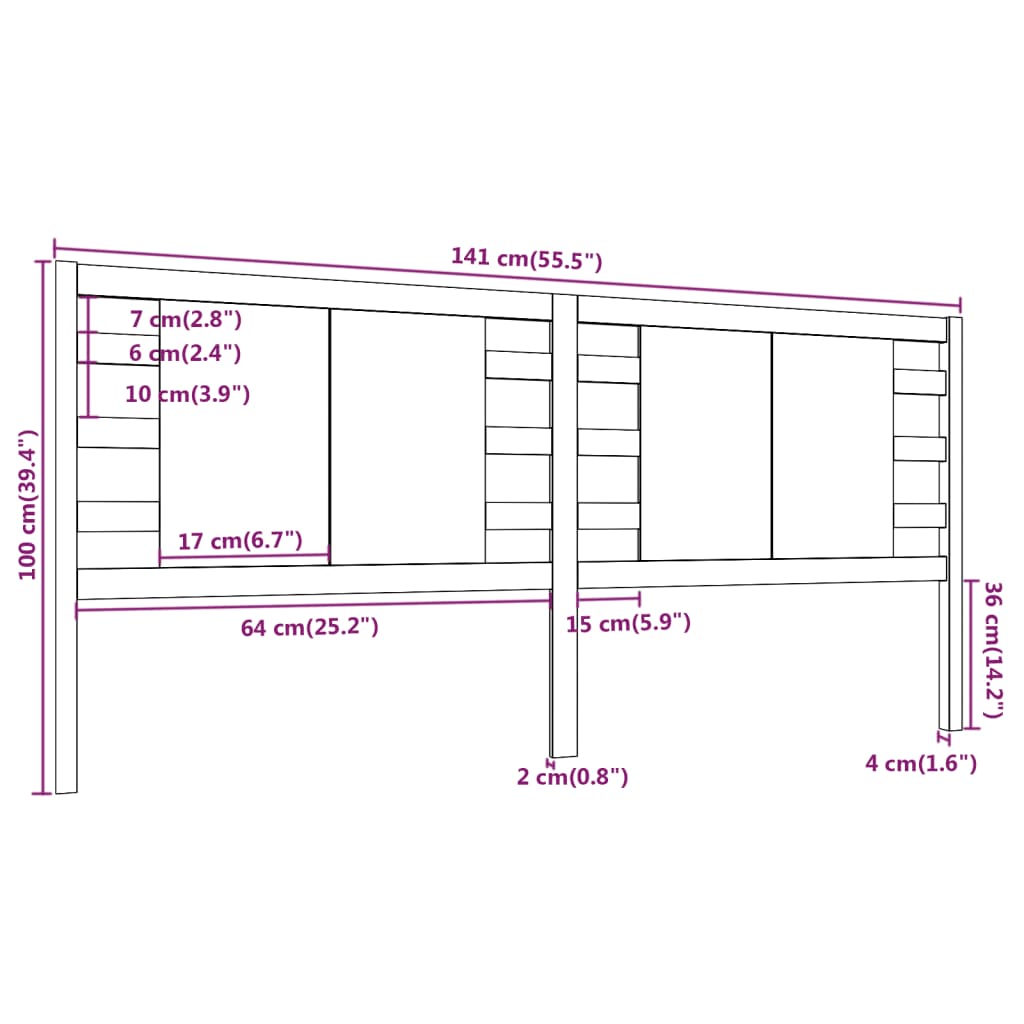 Cabeceira de cama 141x4x100 cm pinho maciço castanho mel