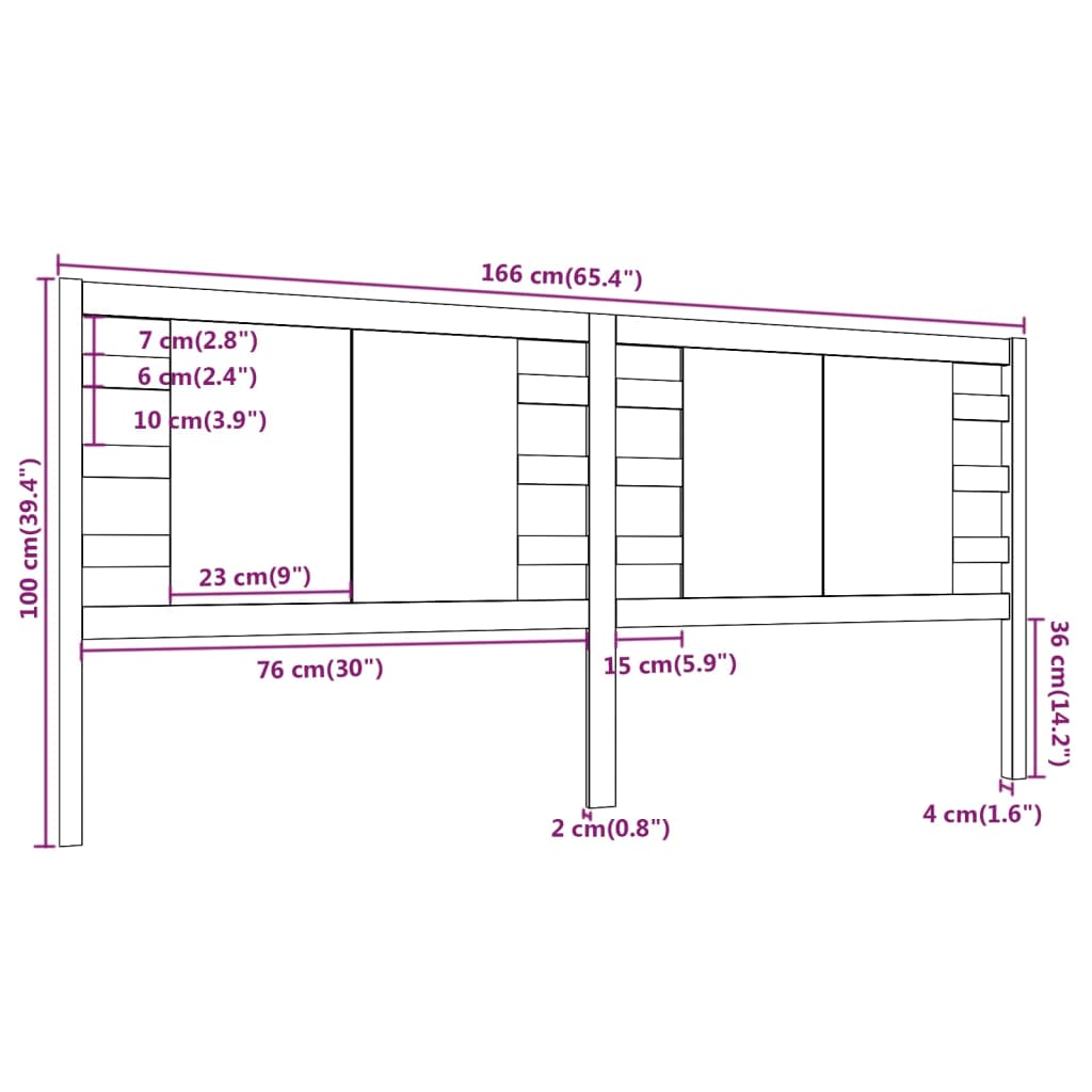 Cabeceira de cama 166x4x100 cm pinho maciço castanho mel