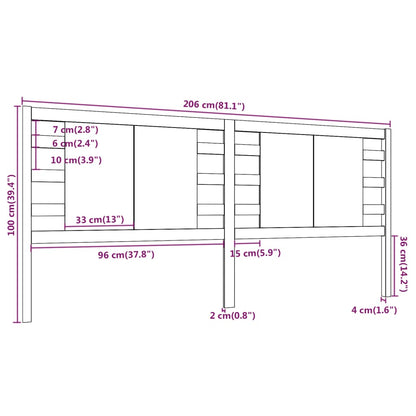 Cabeceira de cama 206x4x100 cm pinho maciço castanho mel