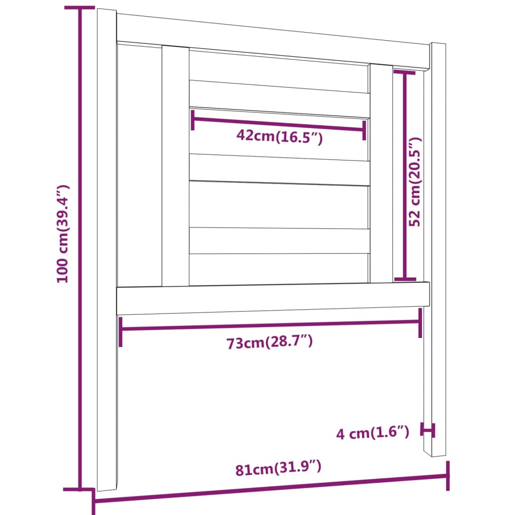 Cabeceira de cama 81x4x100 cm pinho maciço