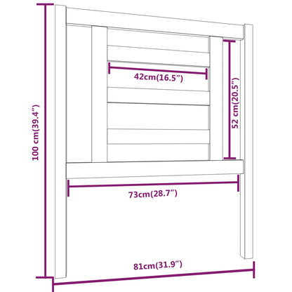 Cabeceira de cama 81x4x100 cm pinho maciço cinzento