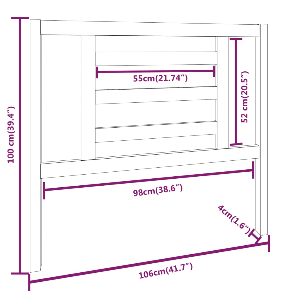 Cabeceira de cama 106x4x100 cm pinho maciço