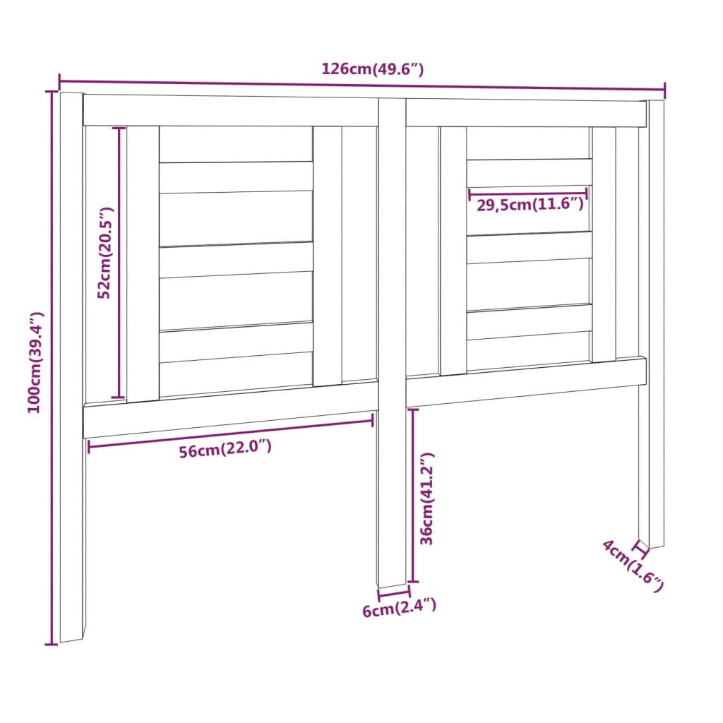 Cabeceira de cama 126x4x100 cm pinho maciço branco