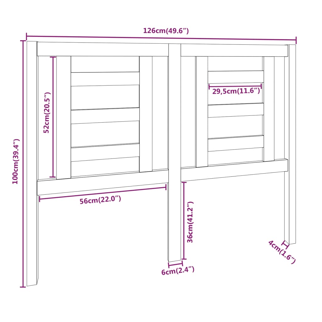 Cabeceira de cama 126x4x100 cm pinho maciço castanho mel