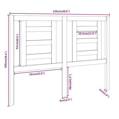 Cabeceira de cama 126x4x100 cm pinho maciço castanho mel