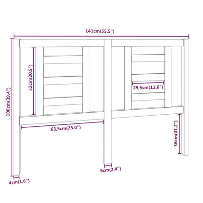 Cabeceira de cama 141x4x100 cm pinho maciço branco