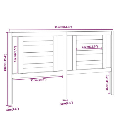 Cabeceira de cama 156x4x100 cm pinho maciço