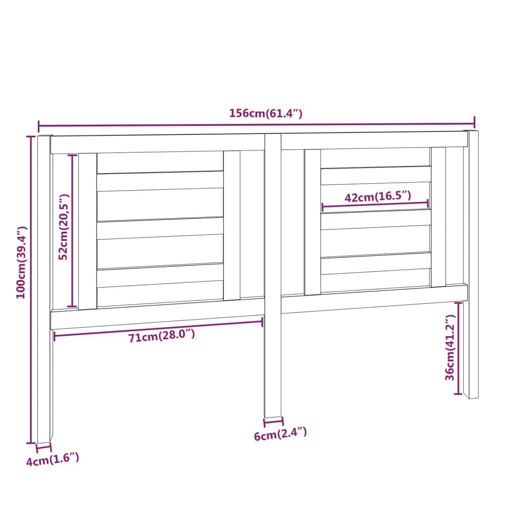 Cabeceira de cama 156x4x100 cm pinho maciço branco