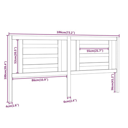 Cabeceira de cama 186x4x100 cm pinho maciço branco