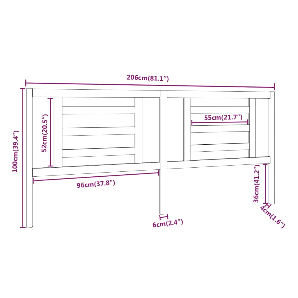 Cabeceira de cama 206x4x100 cm pinho maciço castanho mel