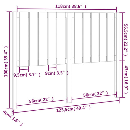 Cabeceira de cama 125,5x4x100 cm pinho maciço castanho mel