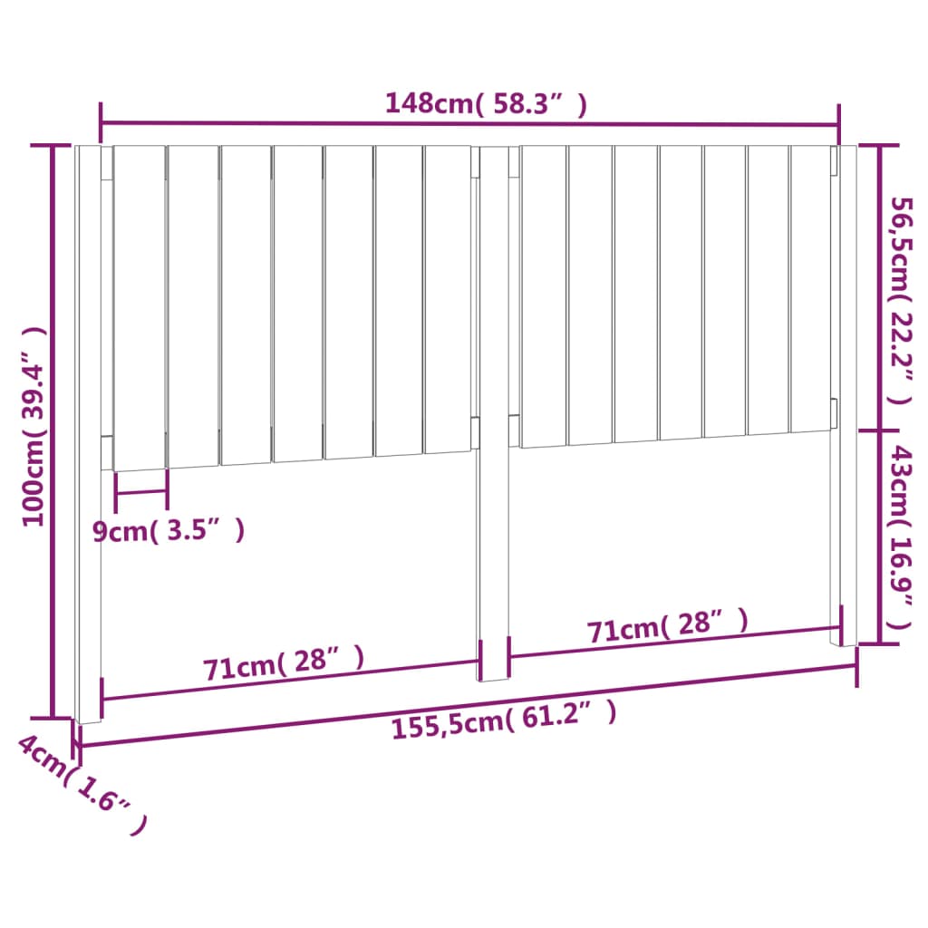 Cabeceira de cama 155,5x4x100 cm pinho maciço castanho mel