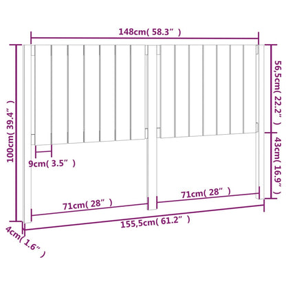 Cabeceira de cama 155,5x4x100 cm pinho maciço preto