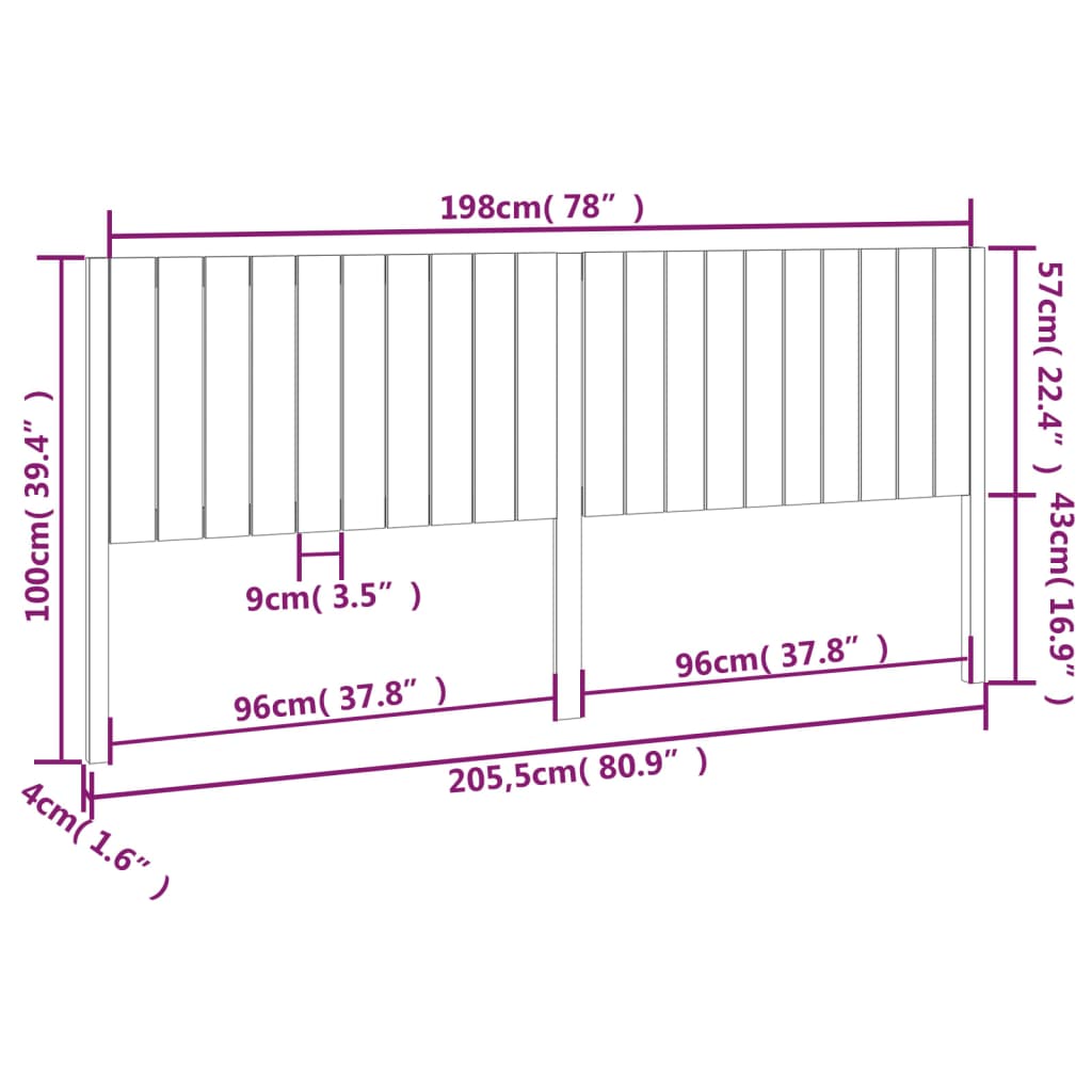 Cabeceira de cama 205,5x4x100 cm pinho maciço castanho mel