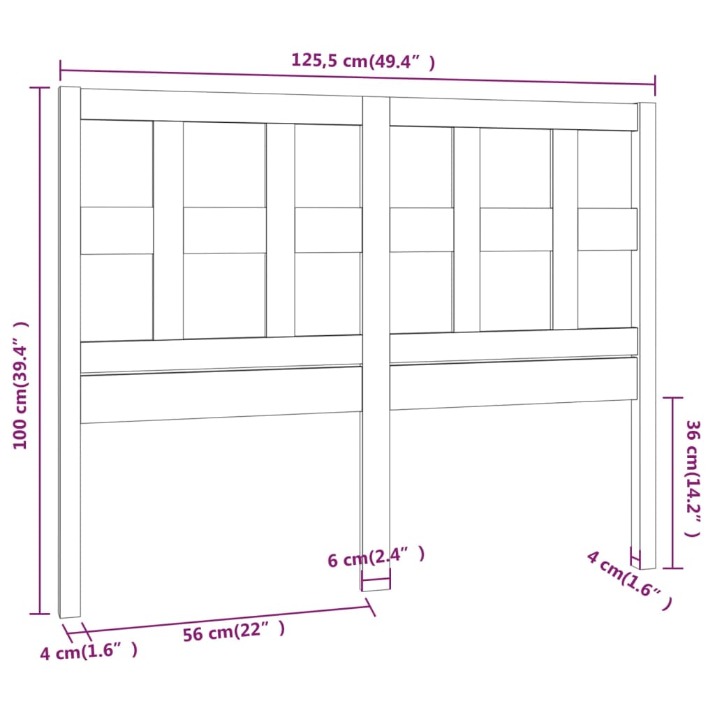 Cabeceira de cama 125,5x4x100 cm pinho maciço castanho mel