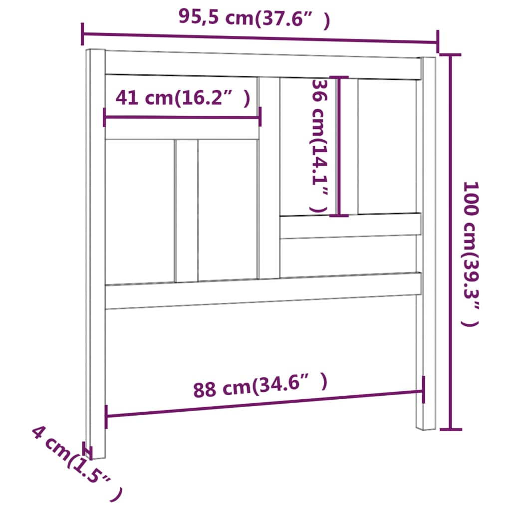 Cabeceira de cama 95,5x4x100 cm pinho maciço cinzento