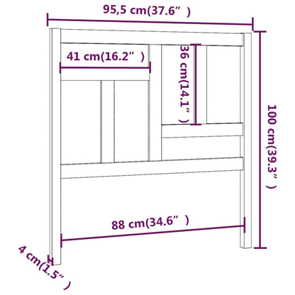 Cabeceira de cama 95,5x4x100 cm pinho maciço cinzento