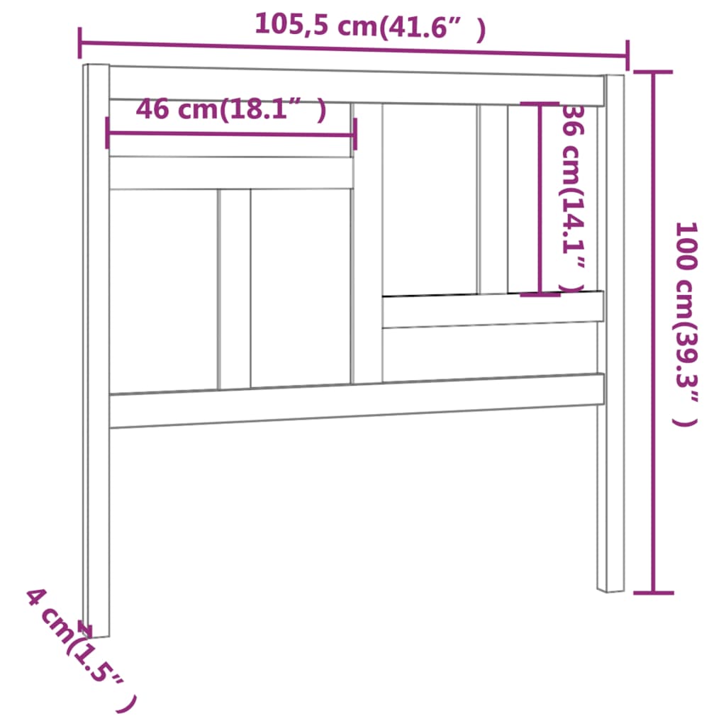 Cabeceira de cama 105,5x4x100 cm pinho maciço cinzento