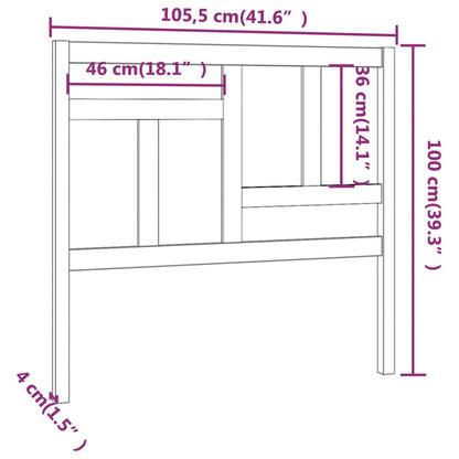 Cabeceira de cama 105,5x4x100 cm pinho maciço cinzento