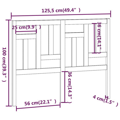 Cabeceira de cama 125,5x4x100 cm pinho maciço cinzento