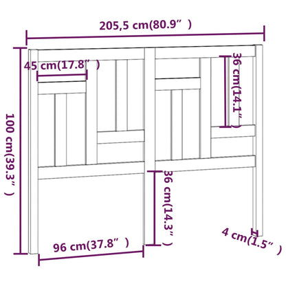 Cabeceira de cama 125,5x4x100 cm pinho maciço cinzento