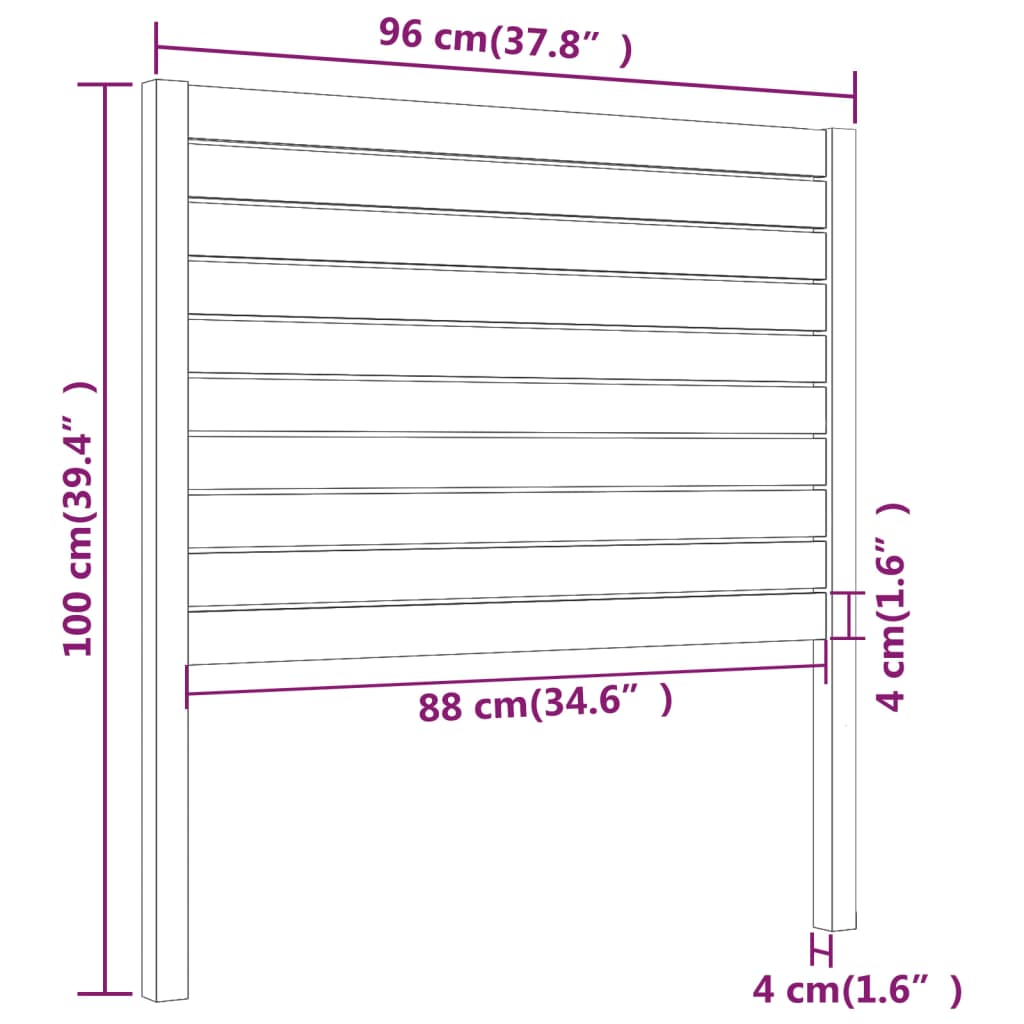 Cabeceira de cama 96x4x100 cm pinho maciço