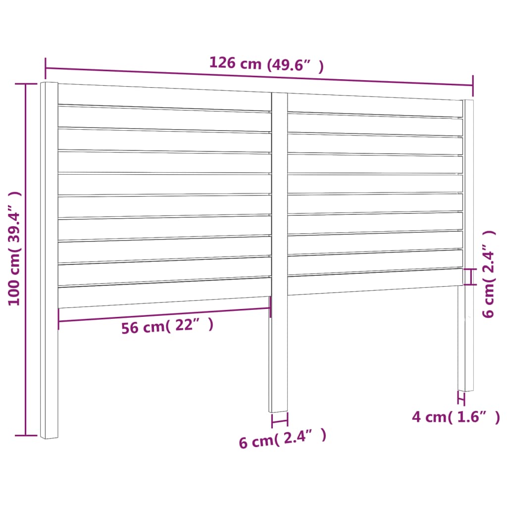 Cabeceira de cama 126x4x100 cm pinho maciço preto