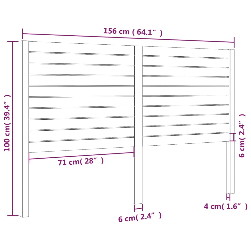 Cabeceira de cama 156x4x100 cm pinho maciço preto