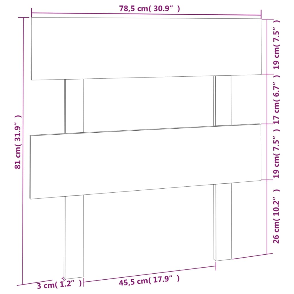 Cabeceira de cama 78,5x3x81 cm pinho maciço preto