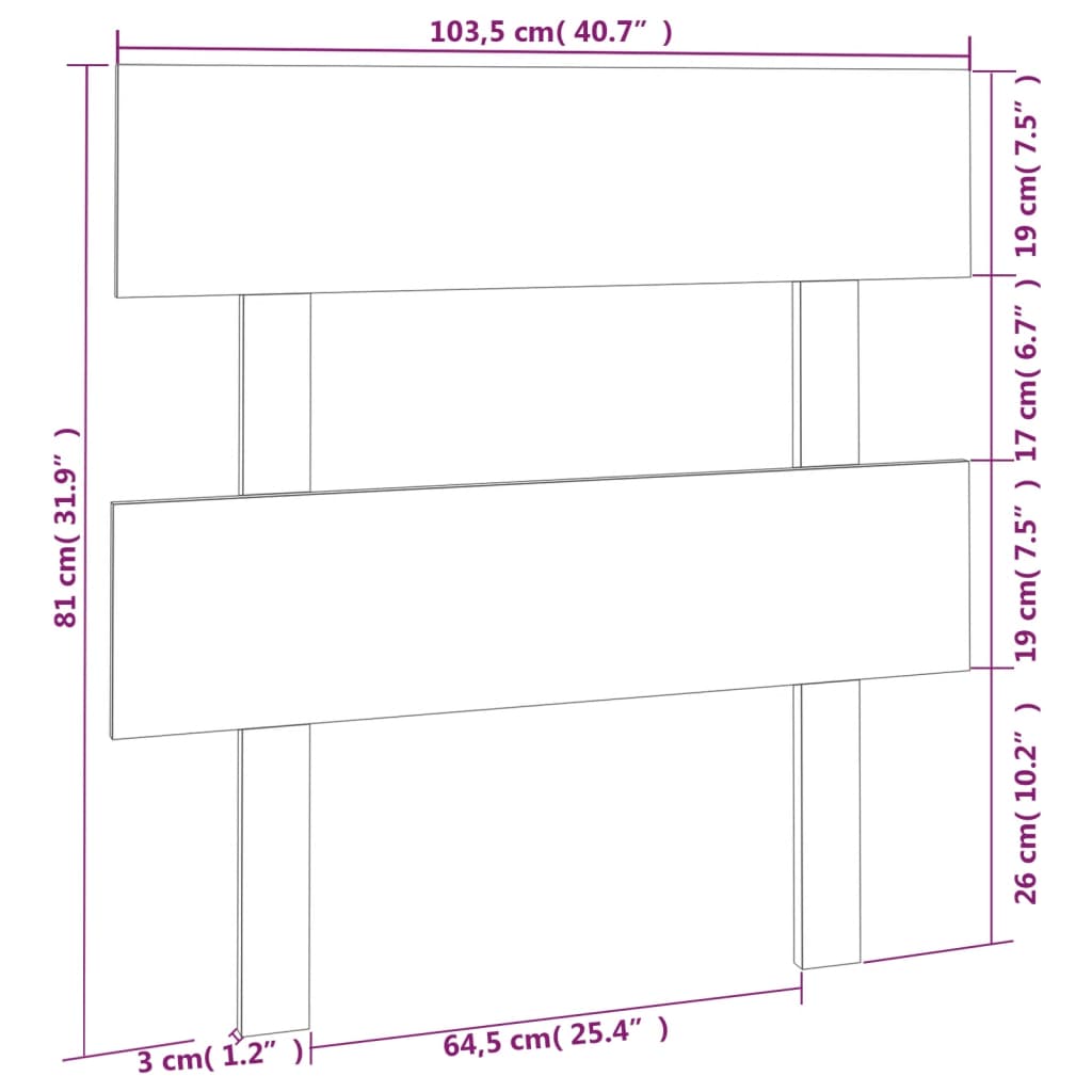 Cabeceira de cama 103,5x3x81 cm pinho maciço cinzento