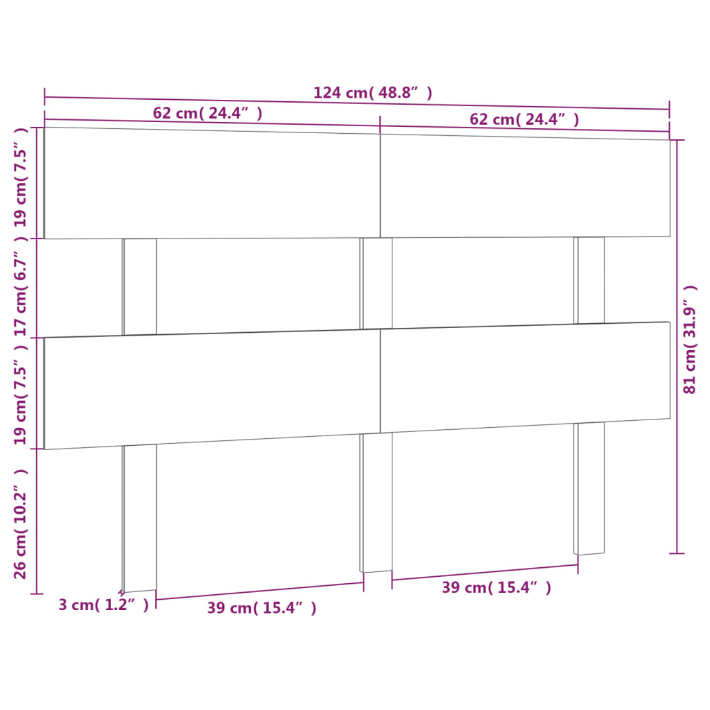 Cabeceira de cama 124x3x81 cm pinho maciço