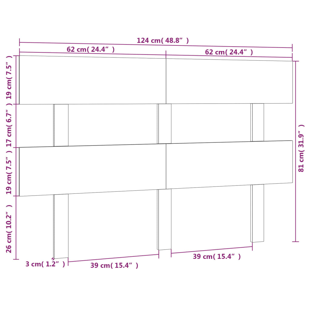 Cabeceira de cama 124x3x81 cm pinho maciço castanho mel