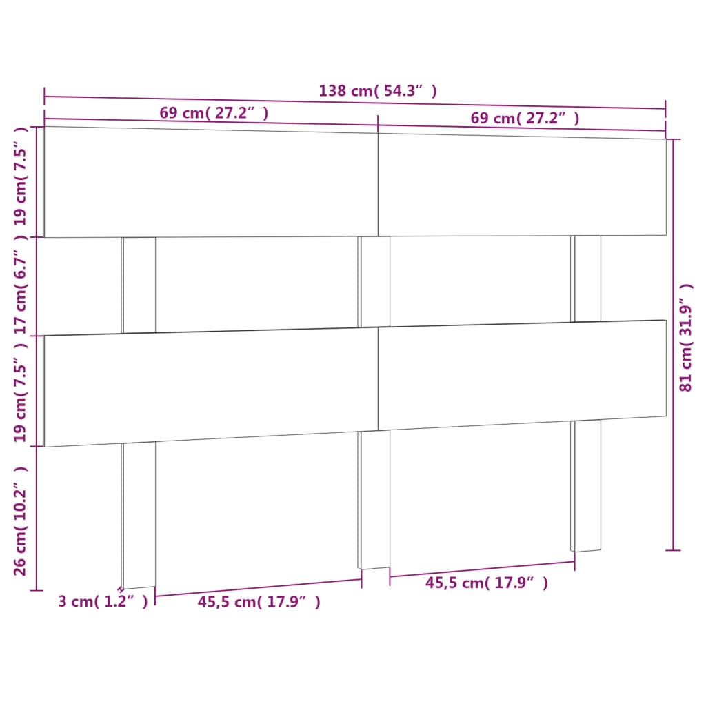 Cabeceira de cama 138x3x81 cm pinho maciço