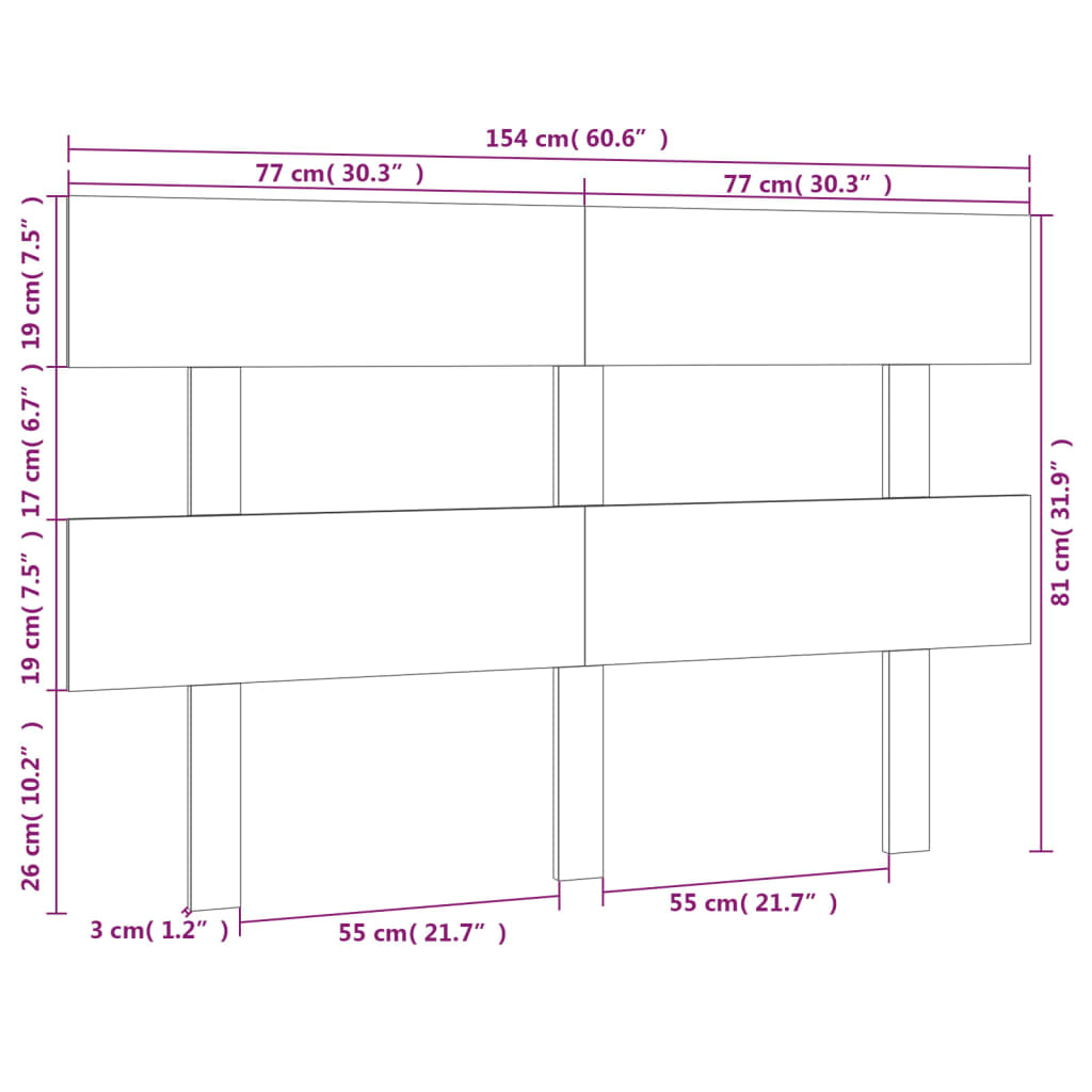 Cabeceira de cama 154 x 3 x 81 cm pinho maciço branco