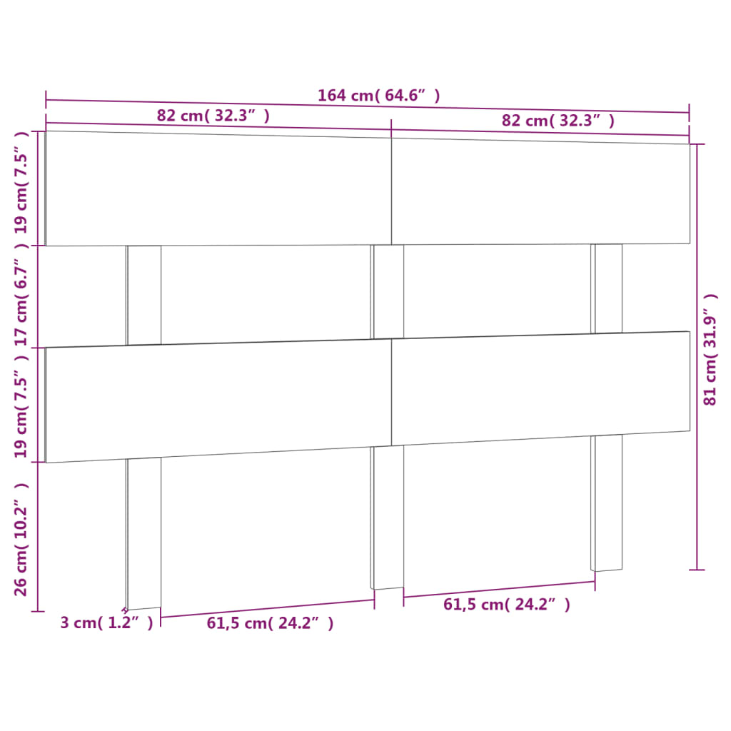 Cabeceira de cama 164x3x81 cm pinho maciço