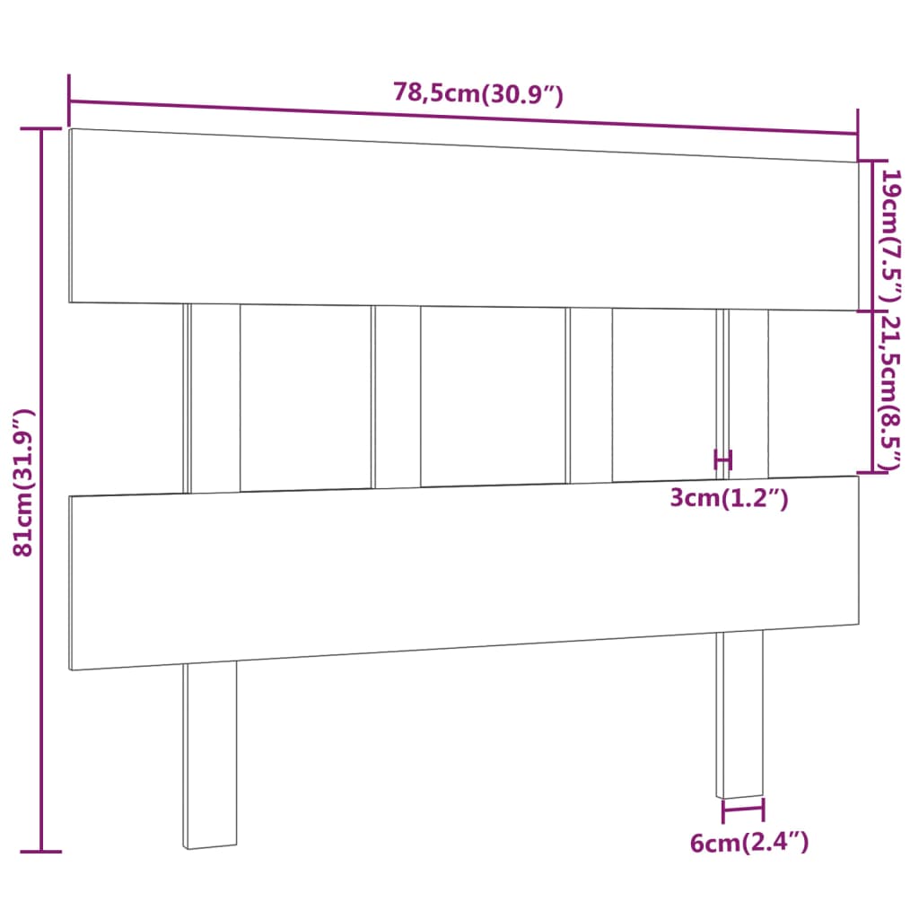 Cabeceira de cama 78,5x3x81 cm pinho maciço preto