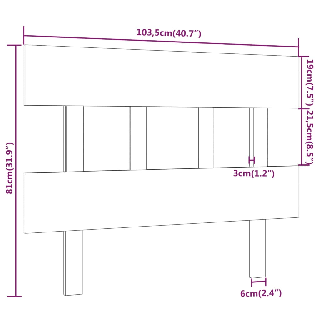 Cabeceira de cama 103,5x3x81 cm pinho maciço branco