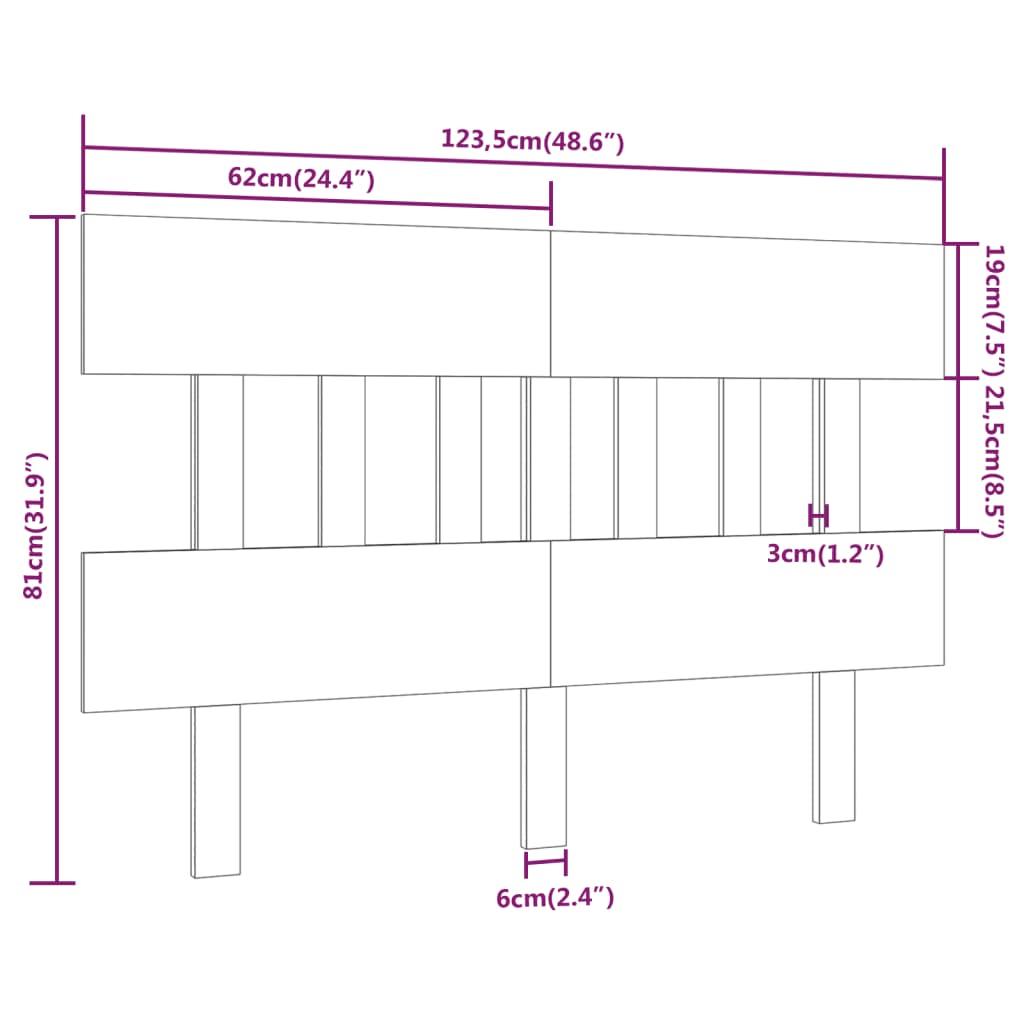 Cabeceira de cama 123,5x3x81 cm pinho maciço castanho mel