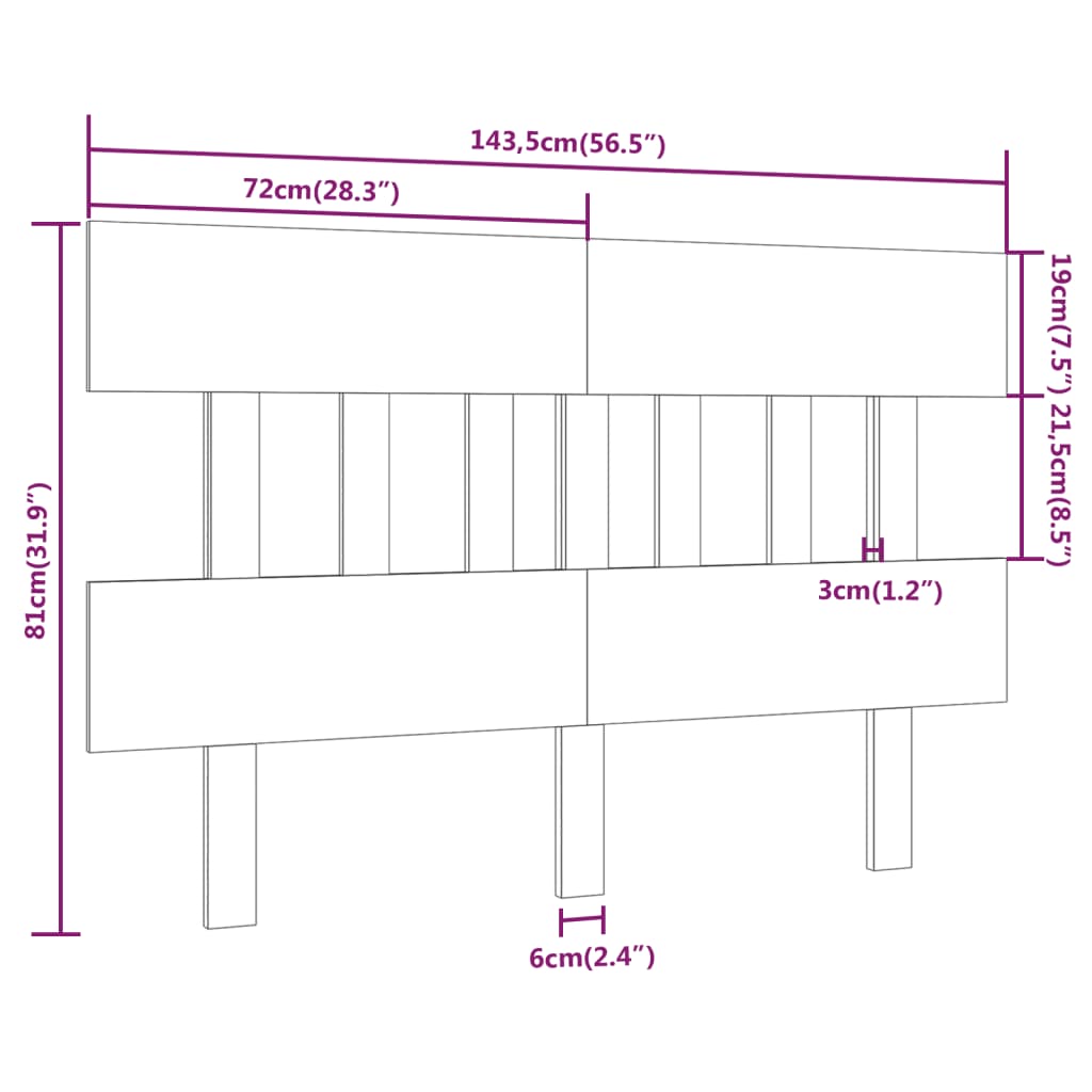 Cabeceira de cama 143,5x3x81 cm pinho maciço branco