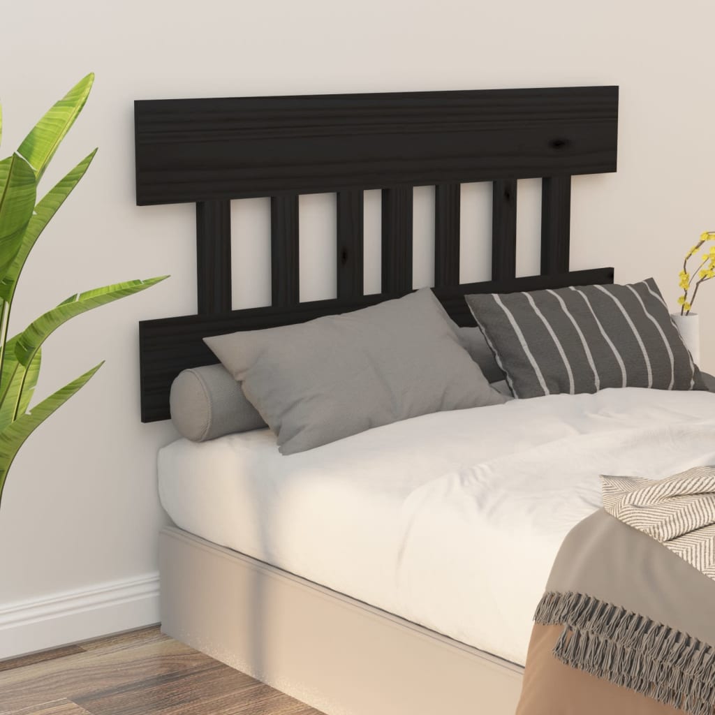 Cabeceira de cama 143,5x3x81 cm pinho maciço preto