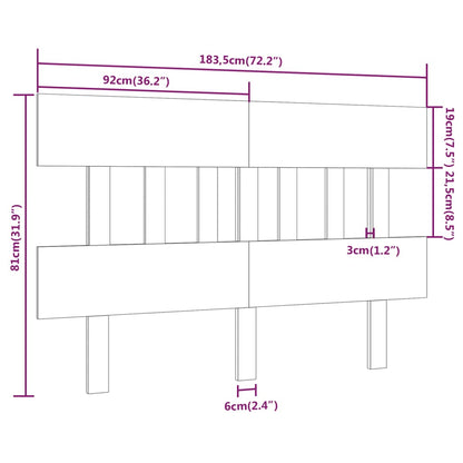 Cabeceira de cama 183,5x3x81 cm pinho maciço