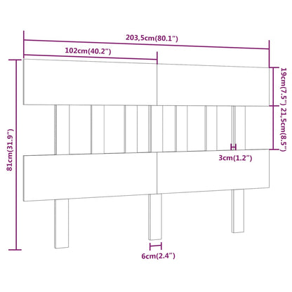 Cabeceira de cama 203,5x3x81 cm pinho maciço